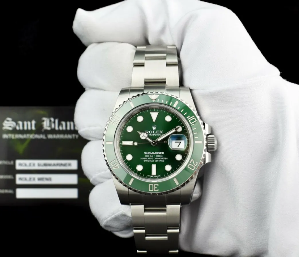 rolex_mm_stainless_steel__1-69.webp Diving Professional Watches | Sports Watches | Sant Blanc Rolex 40mm Stainless Steel Submariner Green "Hulk" Dial Model 116610LV
