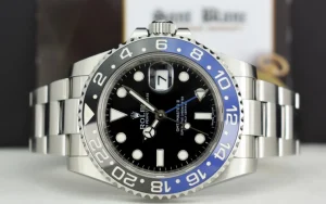 Men's Watches | Pilots Professional Watches | Sant Blanc ROLEX 40mm Stainless Steel GMT Master II Batman Blue & Black Bezel Model 116710BLNR
