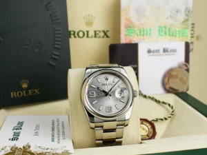 Men's Watches | Dress Watches | Sant Blanc ROLEX 36mm Stainless Steel DateJust Silver Wave Diamond Dial Model 116200