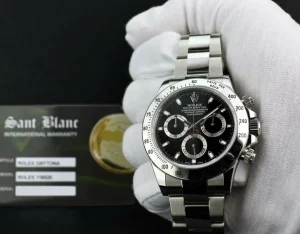 Men's Watches | Racing Professional Watches | Sant Blanc ROLEX 40mm Stainless Steel Daytona Black Index Dial Fat Clasp Box & Card Model 116520