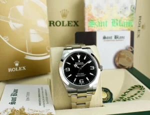Sports Watches | Men's Watches | Sant Blanc ROLEX 39mm Stainless Steel Explorer Black Index Dial Full Blue Lume Model 214270