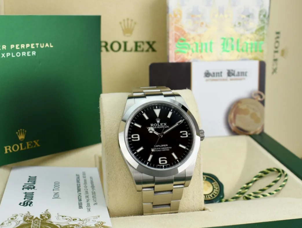 rolex_mm_stainless_steel__2-39.webp Sports Watches | Men's Watches | Sant Blanc ROLEX 39mm Stainless Steel Explorer Black Index Dial - Full Lume - Model 214270