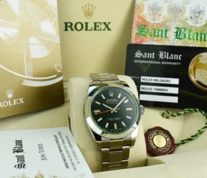Sports Watches | Scientists Professional Watches | Sant Blanc ROLEX 40mm Stainless Steel Milgauss Green Crystal Black Index Model 116400GV