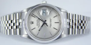 Men's Watches | Dress Watches | Sant Blanc ROLEX 36mm Stainless Steel Datejust Jubilee Band Silver Tapestry Stick Dial Model 16200