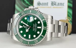 Diving Professional Watches | Sant Blanc ROLEX 40mm Stainless Steel Submariner Green Hulk with Card Model 116610LV