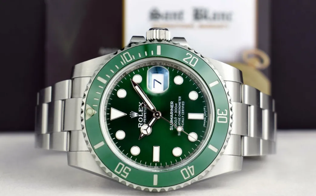 rolex_mm_stainless_steel__3-60.webp Diving Professional Watches | Sports Watches | Sant Blanc ROLEX 40mm Stainless Steel Submariner Green Dial - Ceramic Bezel - Hulk - Model 116610LV