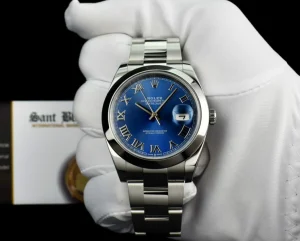 Dress Watches | Sant Blanc ROLEX 41mm Stainless Steel DateJust 41 Blue Roman with Box & Card Model 126300