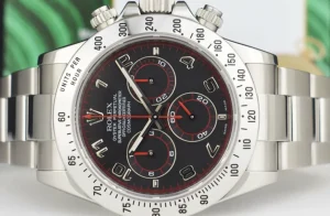 Racing Professional Watches | Sant Blanc ROLEX 40mm Stainless Steel Daytona Black Race Dial Fat Buckle Model 116520