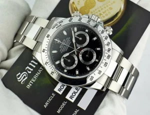 Sports Watches | Racing Professional Watches | Sant Blanc ROLEX 40mm Stainless Steel Daytona Black Index Dial 