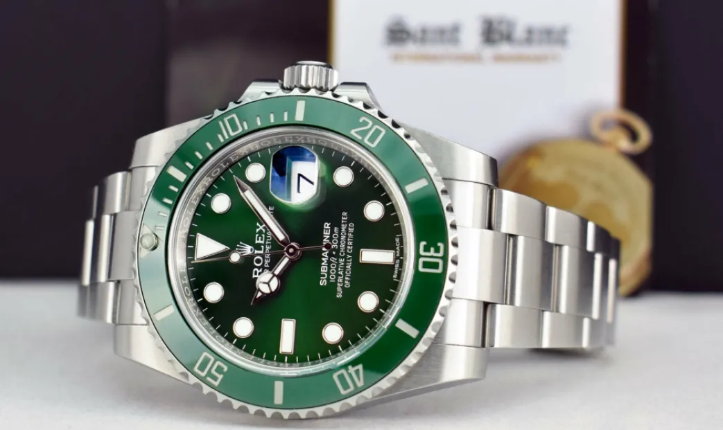 rolex_mm_stainless_steel__4-60.webp Diving Professional Watches | Sports Watches | Sant Blanc ROLEX 40mm Stainless Steel Submariner Green Dial - Ceramic Bezel - Hulk - Model 116610LV