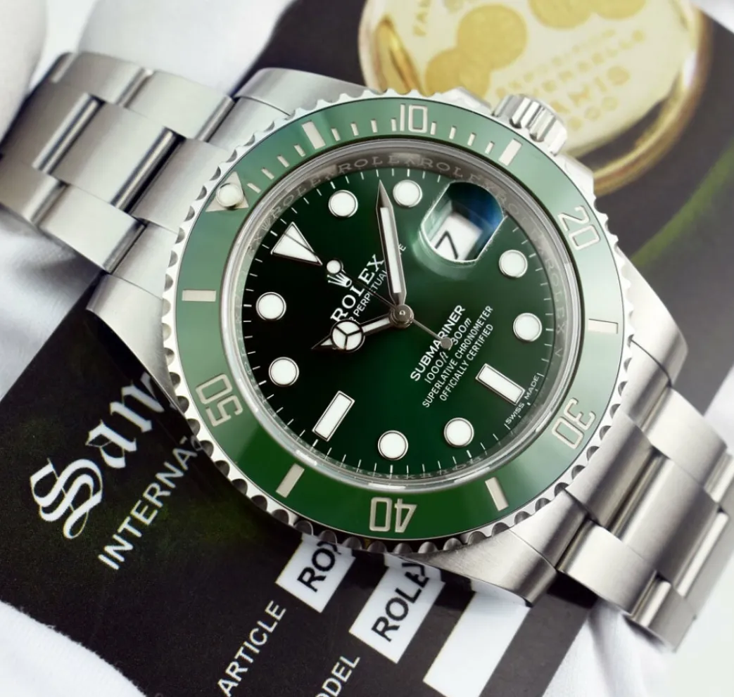 rolex_mm_stainless_steel__4-69.webp Diving Professional Watches | Sports Watches | Sant Blanc Rolex 40mm Stainless Steel Submariner Green "Hulk" Dial Model 116610LV