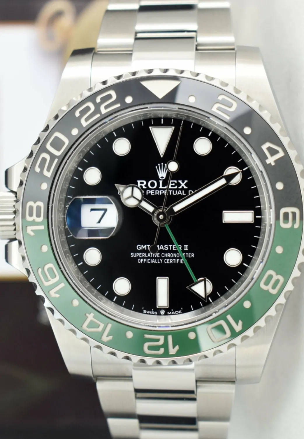 rolex_mm_stainless_steel__5-13.webp Men's Watches | Pilots Professional Watches | Sant Blanc ROLEX 40mm Stainless Steel GMT Master II "Sprite" Bezel Oyster Bracelet Model 126720 VTNR