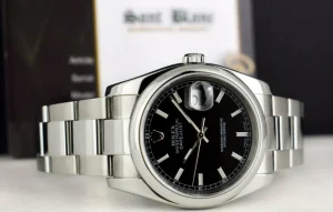 Men's Watches | Dress Watches | Sant Blanc ROLEX 36mm Stainless Steel DateJust Black Index Dial Oyster Band Model 116200