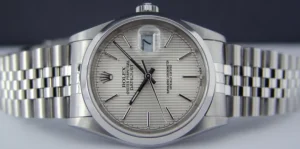 Men's Watches | Dress Watches | Sant Blanc ROLEX 36mm Stainless Steel Datejust Jubilee Band Silver Tapestry Stick Dial Model 16200