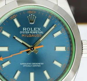 Scientists Professional Watches | Sant Blanc ROLEX 40mm Stainless Steel Milgauss Blue Z Dial w/ Card Model 116400GV