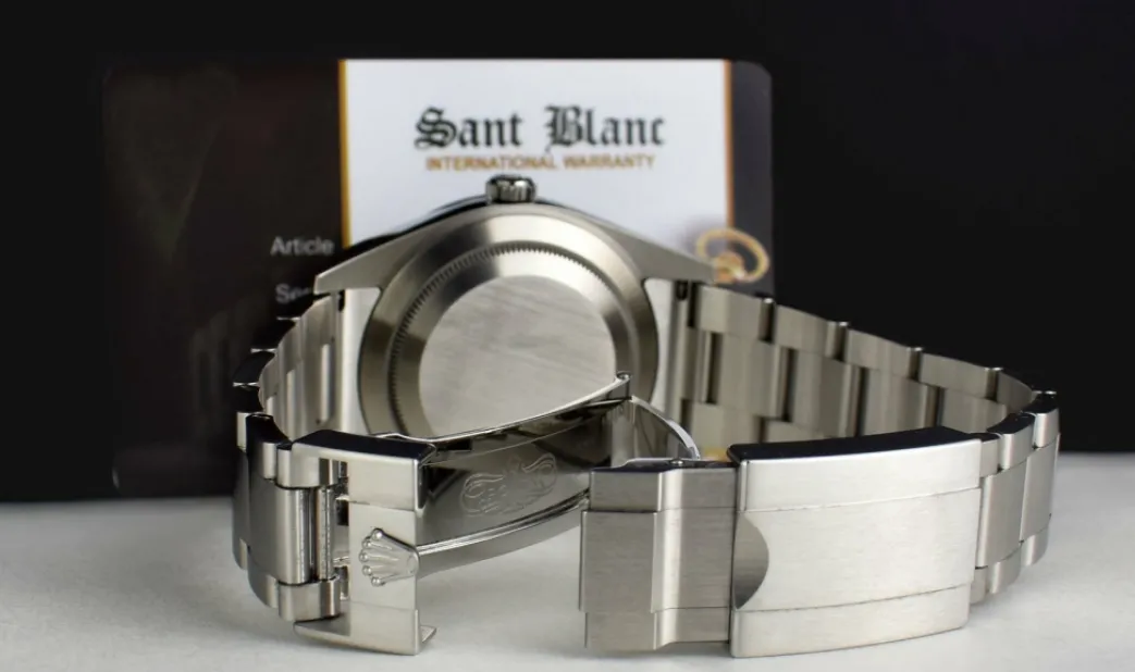 rolex_mm_stainless_steel__6-37.webp Sports Watches | Men's Watches | Sant Blanc ROLEX 39mm Stainless Steel Explorer Black Index Dial Full Blue Lume Model 214270