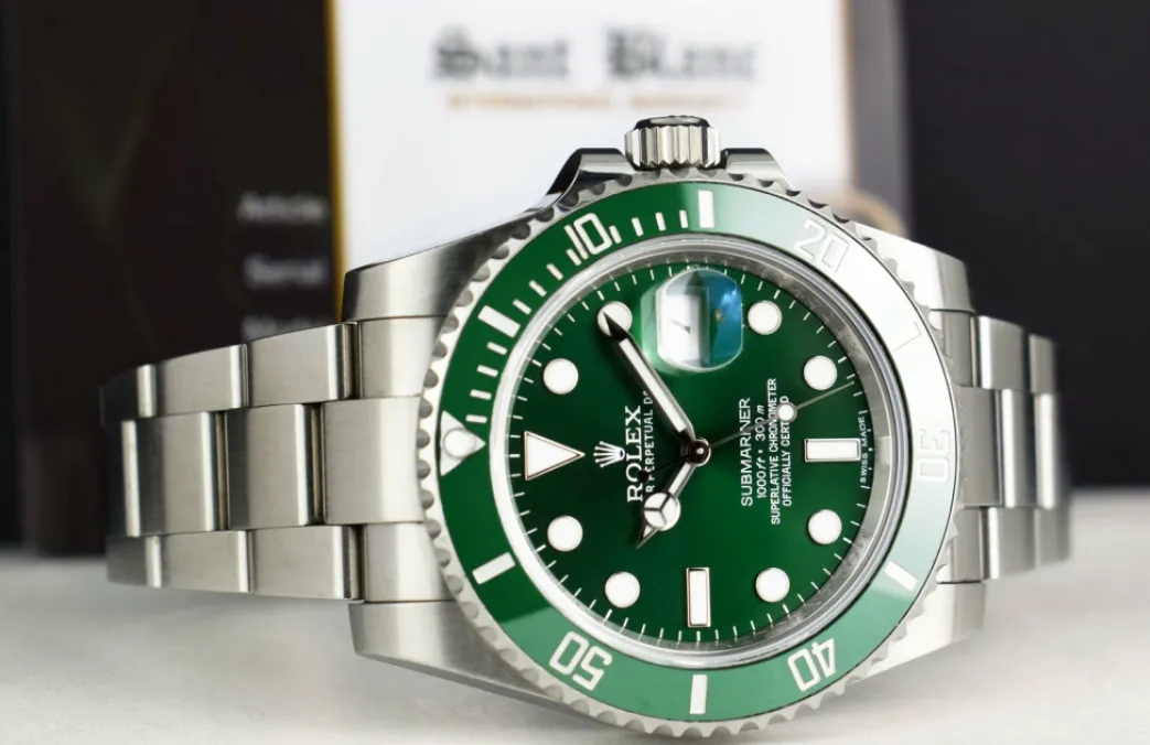 rolex_mm_stainless_steel__6-62.webp Diving Professional Watches | Sports Watches | Sant Blanc Rolex 40mm Stainless Steel Submariner Green "Hulk" Dial Model 116610LV