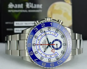 Yachting Professional Watches | Sports Watches | Sant Blanc ROLEX 44mm Stainless Steel Yachtmaster II White Dial Blue Hands Model 116680