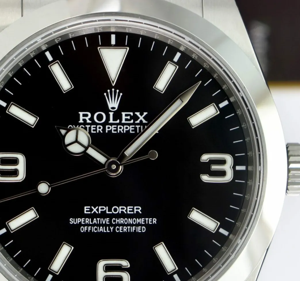 rolex_mm_stainless_steel__7-25.webp Sports Watches | Men's Watches | Sant Blanc ROLEX 39mm Stainless Steel Explorer Black Index Dial Full Blue Lume Model 214270