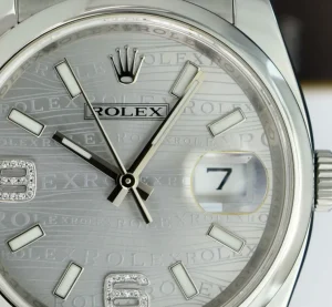 Men's Watches | Dress Watches | Sant Blanc ROLEX 36mm Stainless Steel DateJust Silver Wave Diamond Dial Model 116200