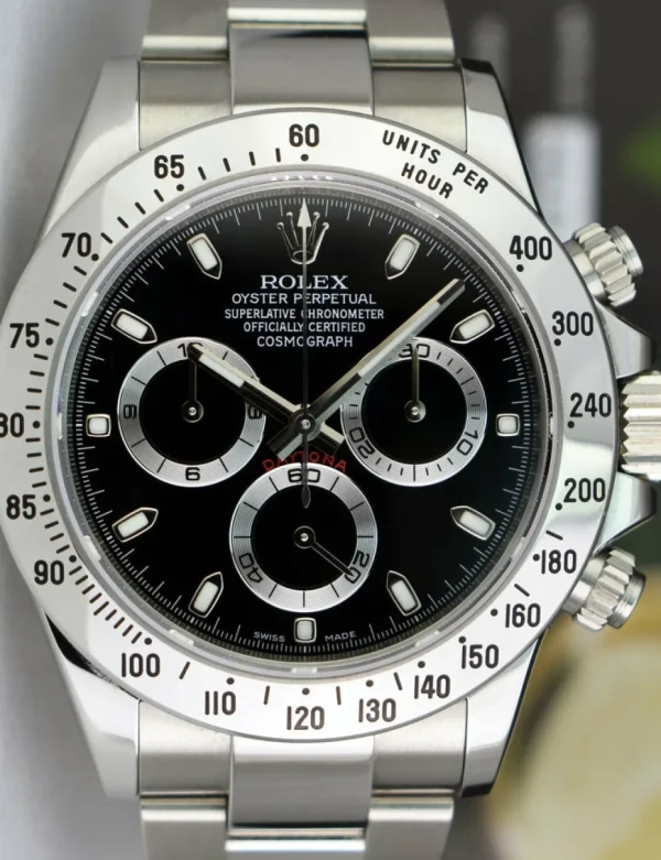 Sports Watches | Racing Professional Watches | Sant Blanc ROLEX 40mm Stainless Steel Daytona Black Index Dial 