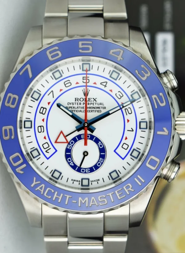 Yachting Professional Watches | Sports Watches | Sant Blanc ROLEX 44mm Stainless Steel Yachtmaster II White Dial Blue Hands Model 116680