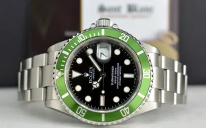Diving Professional Watches | Sant Blanc ROLEX 40mm Stainless Submariner Black Dial Green Bezel Kermit Model 16610