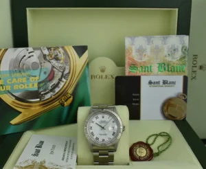 Men's Watches | Dress Watches | Sant Blanc Rolex 36mm White Gold & Stainless Steel Turn-O-Graph White Roman Dial Model 16264