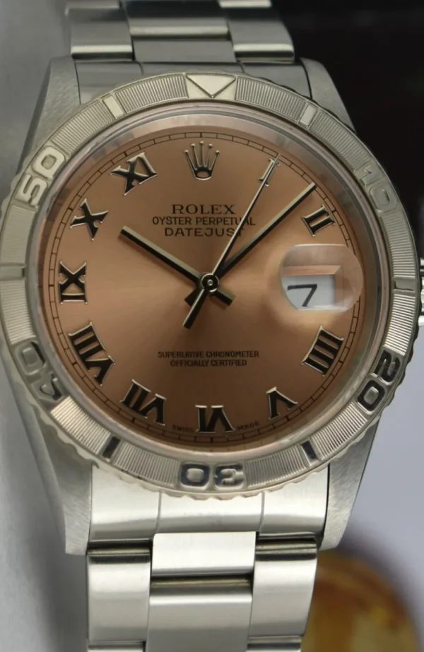 Men's Watches | Dress Watches | Sant Blanc Rolex 36mm White Gold & Stainless Steel Turn-O-Graph Rose Roman Dial Model 16264