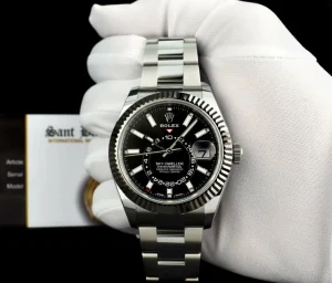 Pilots Classic Watches | Men's Watches | Sant Blanc ROLEX 42mm White Gold & Stainless Sky Dweller Black Index Dial Card Model 326934