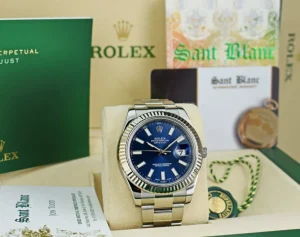 Men's Watches | Dress Watches | Sant Blanc ROLEX 41mm White Gold & Stainless Steel DateJust II Blue Index Dial Model 116334