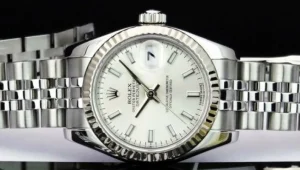 Ladies Watches | Dress Watches | Sant Blanc ROLEX 26mm White Gold & Stainless Steel Datejust Silver Index Dial Model 179174