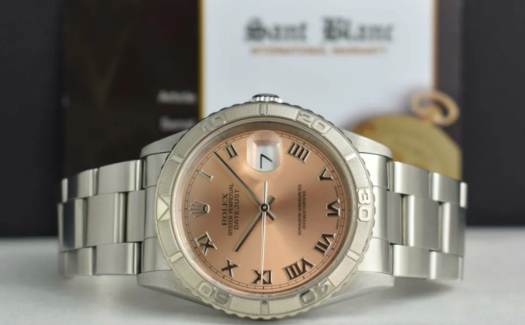 rolex_mm_white_gold__stai_3-4.webp Men's Watches | Dress Watches | Sant Blanc Rolex 36mm White Gold & Stainless Steel Turn-O-Graph Rose Roman Dial Model 16264