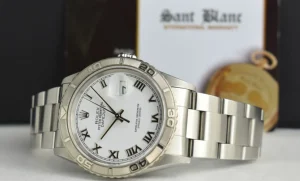 Men's Watches | Dress Watches | Sant Blanc Rolex 36mm White Gold & Stainless Steel Turn-O-Graph White Roman Dial Model 16264