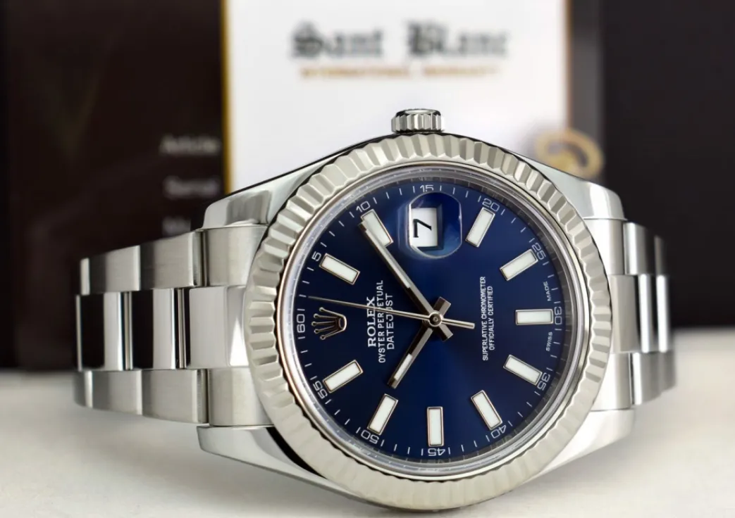 rolex_mm_white_gold__stai_5-1.webp Men's Watches | Dress Watches | Sant Blanc ROLEX 41mm White Gold & Stainless Steel DateJust II Blue Index Dial Model 116334