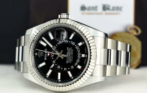 Pilots Classic Watches | Men's Watches | Sant Blanc ROLEX 42mm White Gold & Stainless Sky Dweller Black Index Dial Card Model 326934