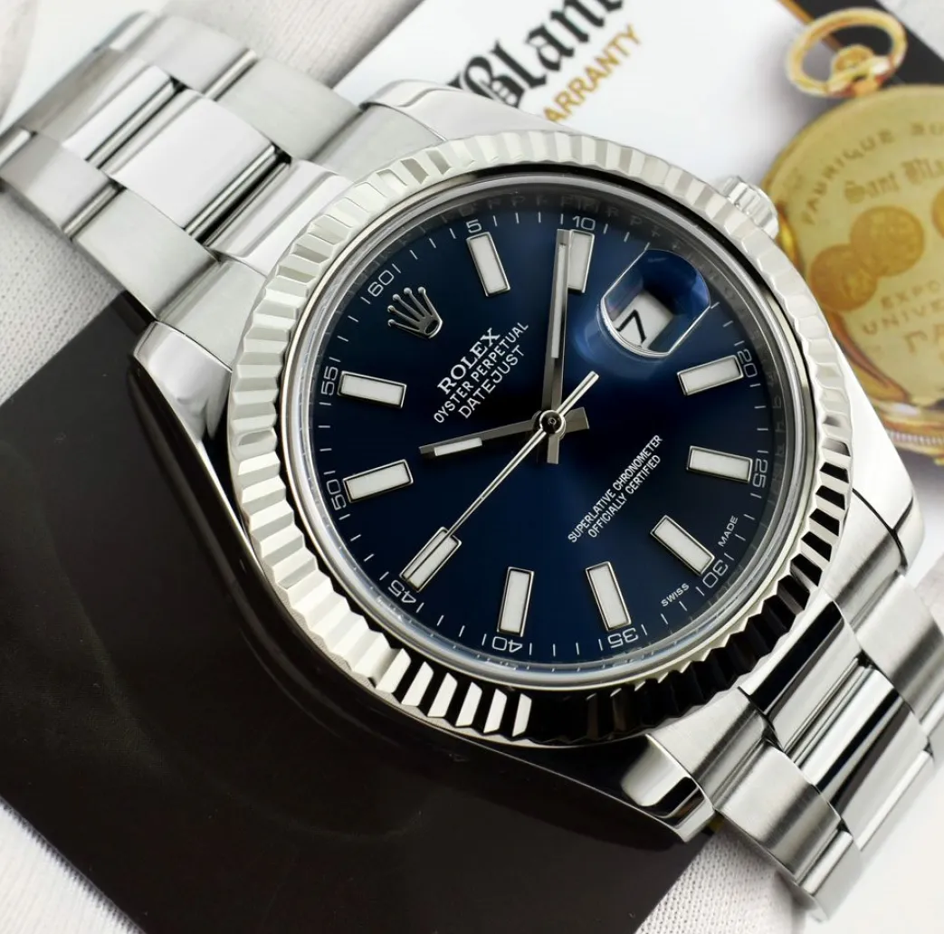 rolex_mm_white_gold__stai_7-1.webp Men's Watches | Dress Watches | Sant Blanc ROLEX 41mm White Gold & Stainless Steel DateJust II Blue Index Dial Model 116334