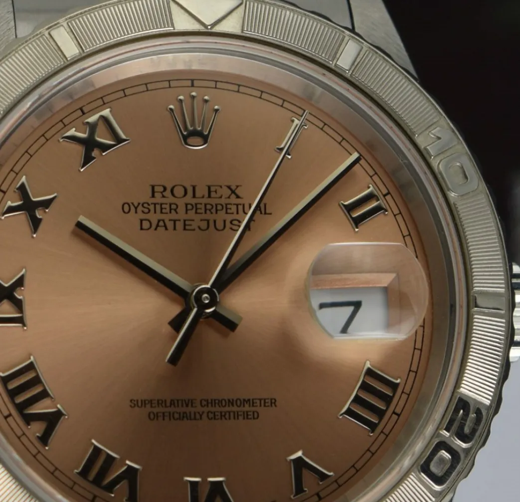 rolex_mm_white_gold__stai_7-2.webp Men's Watches | Dress Watches | Sant Blanc Rolex 36mm White Gold & Stainless Steel Turn-O-Graph Rose Roman Dial Model 16264