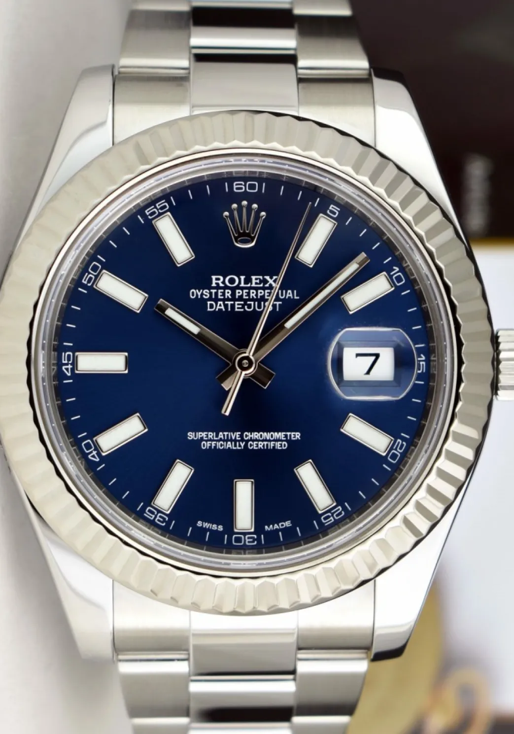 rolex_mm_white_gold__stai_8-1.webp Men's Watches | Dress Watches | Sant Blanc ROLEX 41mm White Gold & Stainless Steel DateJust II Blue Index Dial Model 116334