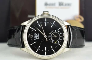 Dress Watches | Men's Watches | Sant Blanc ROLEX 39mm White Gold Cellini Dual Time Black Dial Box & Card Model 50529