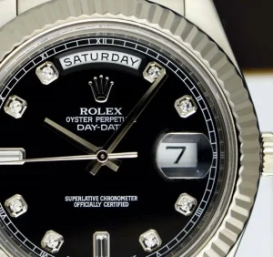 President Dress Watches | Sant Blanc ROLEX 41mm White Gold Day Date II President Black Diamond Dial Model 218239