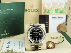 President Dress Watches | Sant Blanc ROLEX 41mm White Gold Day Date II President Black Diamond Dial Model 218239