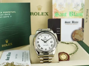 President Dress Watches | Sant Blanc ROLEX 41mm White Gold Day Date II President White Roman Model 218239