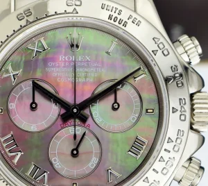 Men's Watches | Racing Professional Watches | Sant Blanc ROLEX 40mm White Gold Daytona Tahitian Mother of Pearl Roman Pink Strap Model 116519