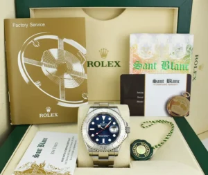 Yachting Professional Watches | Sant Blanc Rolex Platinum & Stainless Steel Yachtmaster 40 Blue Dial Model 116622