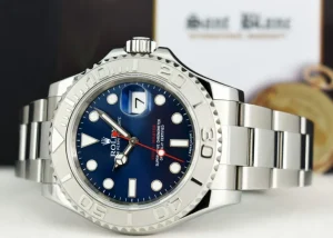 Yachting Professional Watches | Sant Blanc Rolex Platinum & Stainless Steel Yachtmaster 40 Blue Dial Model 116622