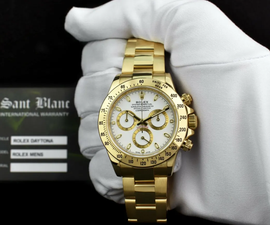 rolex_rehaut__mens_mm_kt__1.webp Racing Professional Watches | Sant Blanc ROLEX Rehaut Mens 40mm 18kt Yellow Gold Daytona White Index Dial Model 116528