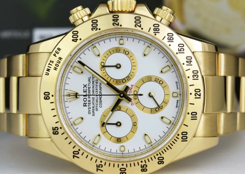 rolex_rehaut__mens_mm_kt__3.webp Racing Professional Watches | Sant Blanc ROLEX Rehaut Mens 40mm 18kt Yellow Gold Daytona White Index Dial Model 116528