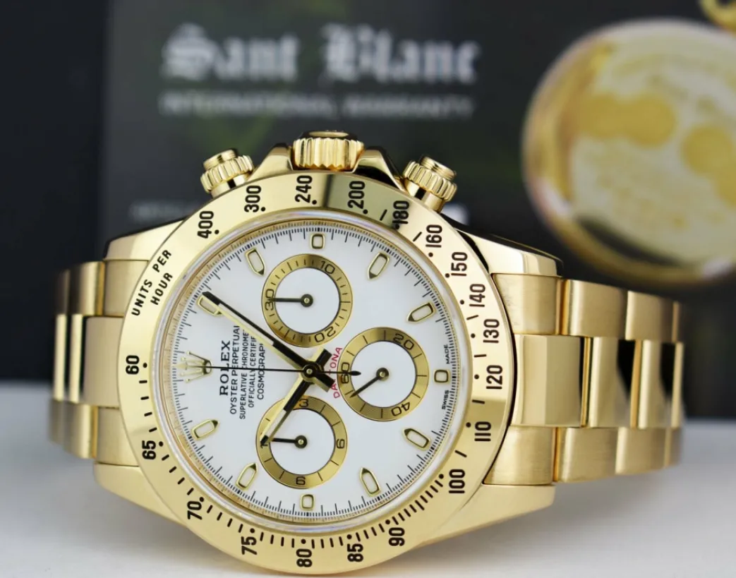 rolex_rehaut__mens_mm_kt__5.webp Racing Professional Watches | Sant Blanc ROLEX Rehaut Mens 40mm 18kt Yellow Gold Daytona White Index Dial Model 116528