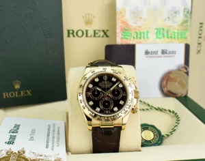 Sports Watches | Men's Watches | Sant Blanc ROLEX Rehaut 18kt Gold Daytona Black Diamond Black Strap w/Box and Boxes Model 116518